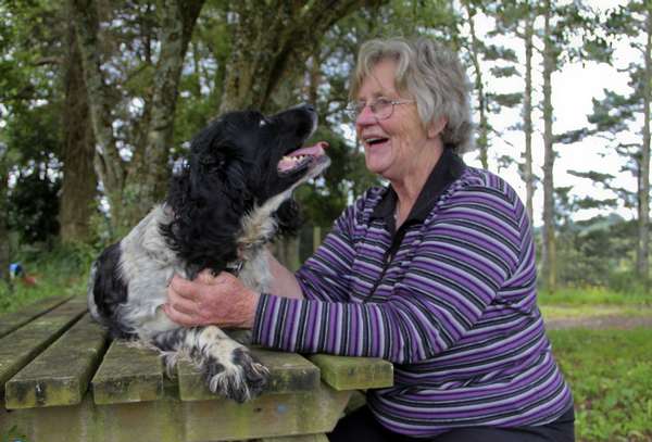 Animal lover:  The Far North District Council's southern area pound manager Sue Dennis with a springer spaniel that is in need of a home. 