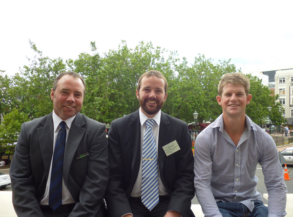 NZYF CEO Richard Fitzgerald, 2012 Grand Final Convenor Elliot Scott and 2011 Contest Champion Will Grayling attend the 2012 Contest Launch in Dunedin.