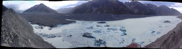 Panoramic view of Tasman Lake after the calving.