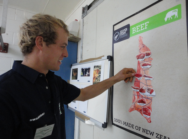 Pete Gardyne identifies meat cuts in the butchery section of the Ravensdown Agri-sports Challenge.