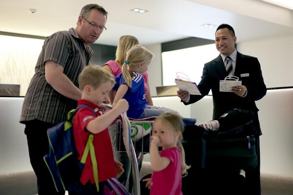 Family checking-in the Jet Park Hotel.