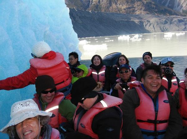 Visitors from all around the world enjoy being up close and personal with the 'new ice' on today's Glacier Explorers tour.