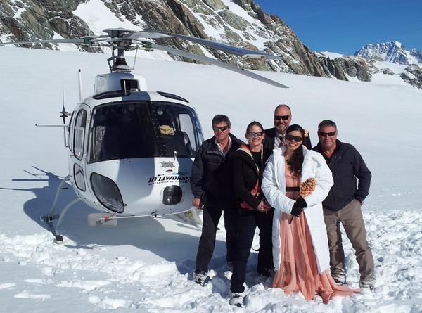 From (L-R) Photographer Wayne Johnson, The Hermitage Conference & Wedding Coordinator Liane Leesment, Denis Callesen, Regine Hong and Pilot Mac.