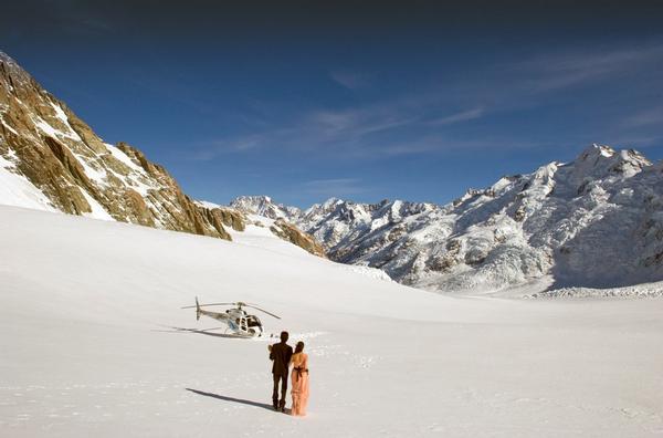 Richard Lee and Regine Hong with their 'ride' at Aoraki Mt Cook.