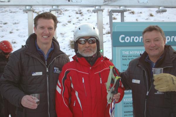 (L-R) James Coddington, Mr Imada (Coronet Peak Vertical Metre record holder for 2011) and Hamish McCrostie.