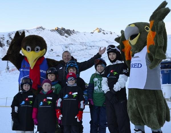 Ross Lawrence at The Remarkables with kids, Spike and Shred.