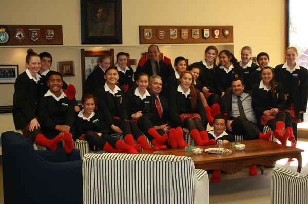 Hastings Intermediate Leadership Academy and Principal Andrew Shortcliffe meet Mayor Lawrence Yule in his office to discuss leadership.