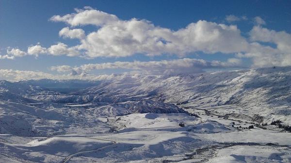 Looking down the Cardrona Valley towards Lake Wanaka, from Cardrona Alpine Resort.