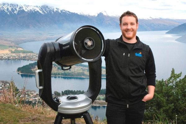 Skyline Star Gazing Co-Ordinator Matt Hall with one of the high-powered telescopes to be used to explore the night sky.