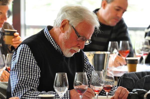 Gibbston Valley Founder Alan Brady sampling some of the winery's finest at the Grand Vertical Tasting event.