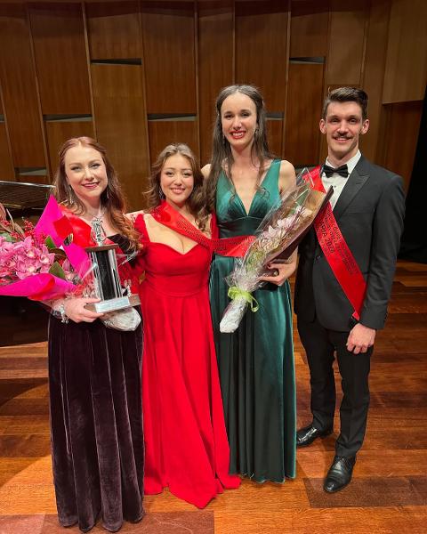 LtoR_2024 winners Snr Vocal Comp_1st Olivia Pike, 2nd equal Sarah Mileham and Emma McClean_3rd Scott Bezett