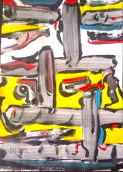 'Tunnels' acrylics on artist paper, by Leon Aarts