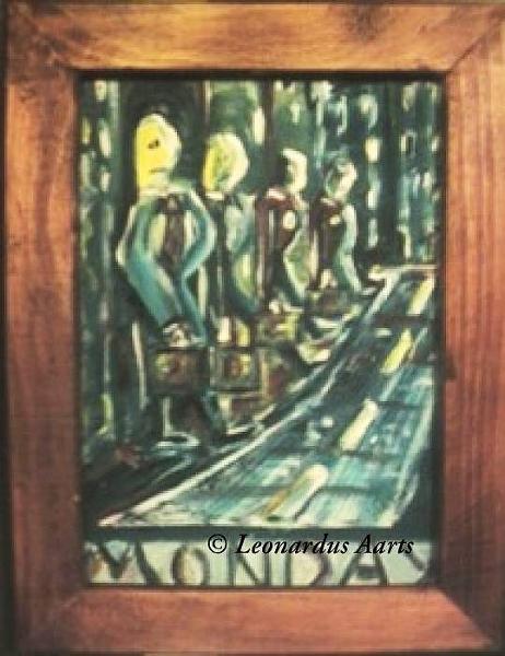 'Monday' acrylics on canvas board, by Leon Aarts 