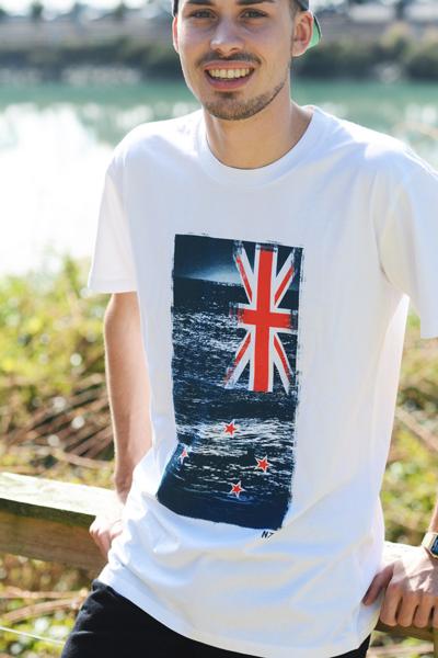 Triple Star Flag Men's White Tee Shirt