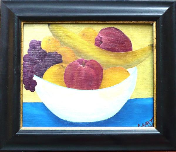 'Bowl of fruit' oils on canvas board, 1995, by Leon Aarts