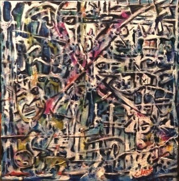 'Labyrinth', acrylics on canvas, by Leon Aarts