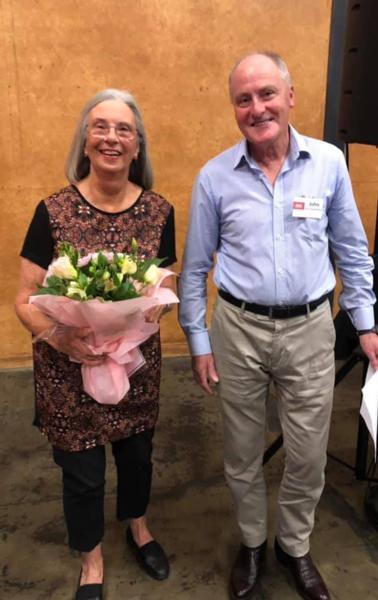 Doris Barnard began volunteering as an usher at the Court Theatre when it opened 50 years ago in 1971, and still loves the vital role she plays in the theatre's life. Pictured with Supporters committee member John McSweeney
