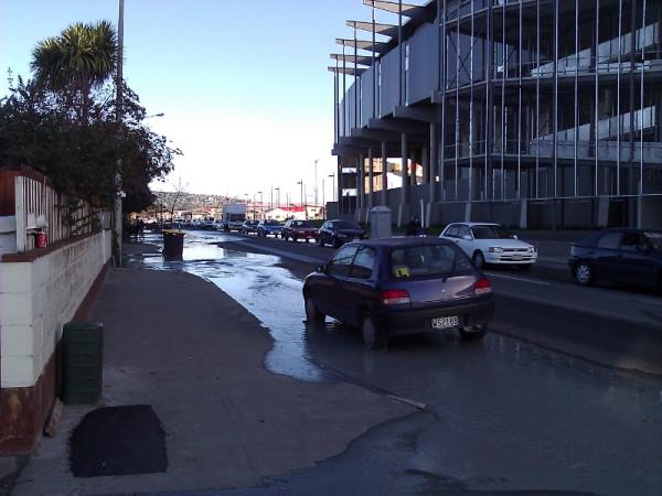 Broken water mains, some liquefaction Wilsons rd North near stadium