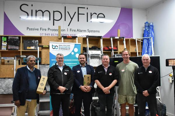 Left to right: BSL Group LTD Tech Business Manager Javaid Nasire, NZBC CEO Phillip Quay, NZBC Board Member Isaac Whatnall, SimplyFIre Owner/Director Steve Bradburn, Guest Speaker Nick Funnell and SimplyFire General Manager Lindsay Duffy