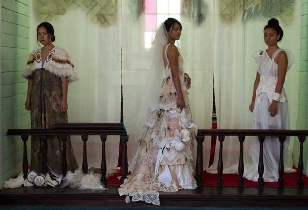 The Wedding Gowns are being modelled by three sisters of the Paul Whanau, Honey, Roka and Macauley. 