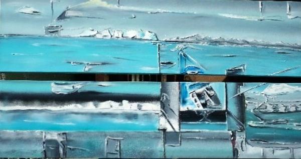 'Coastwatch' Diptych acrylics on canvas (commissioned work-sold)