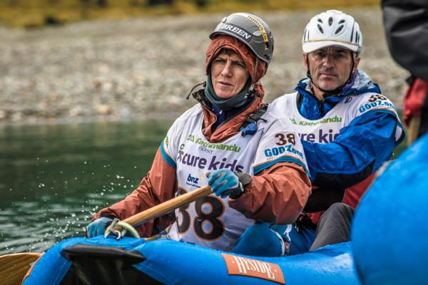 Andrea & Keith Murray paddling the Makarora River during the 2015 GODZone 