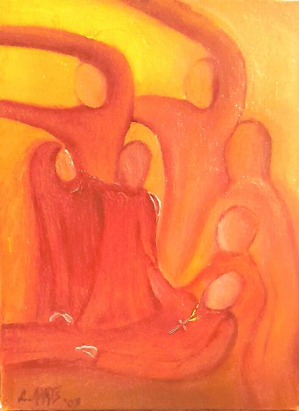 The Passing, (Final farewell to my beloved father, Franciscus Henricus Aarts) by his son, Leonardus Franciscus Aarts, oils on canvas 