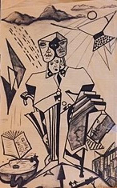 'Devolution', pen on paper 1979, by Leon Aarts