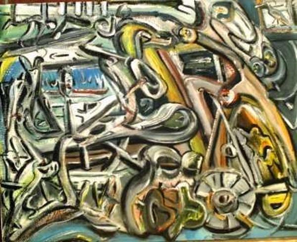 'Cogito ergo sum' "I think, therefore I am" by Leon Aarts. Oils on canvas. Collection of Alpha Protection and Bergin Monitoring Group, Christchurch. This painting depicts the times in my life when I endured many obstacles, but ultimately, overcame them. 