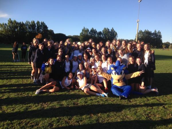 The winning team, coaches and the Rangi Ruru Sport Mascot "Sonic"