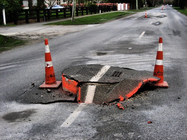 Aftermath of September 4th Earthquake in Christchurch, NZ. Storm drains - Brooklands.