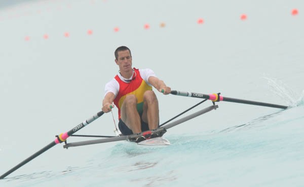 Rob Waddell in action in this morning�s semi finals.