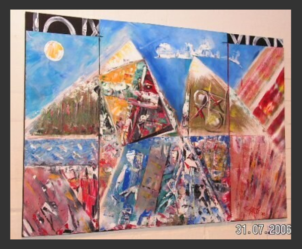 'The Book Of Exodus", acrylics on board, by Leon Aarts (sold)