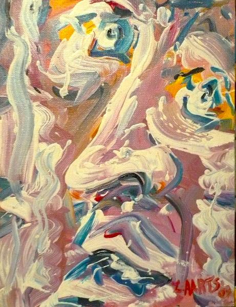 'Face' acrylics on canvas board, by Leon Aarts