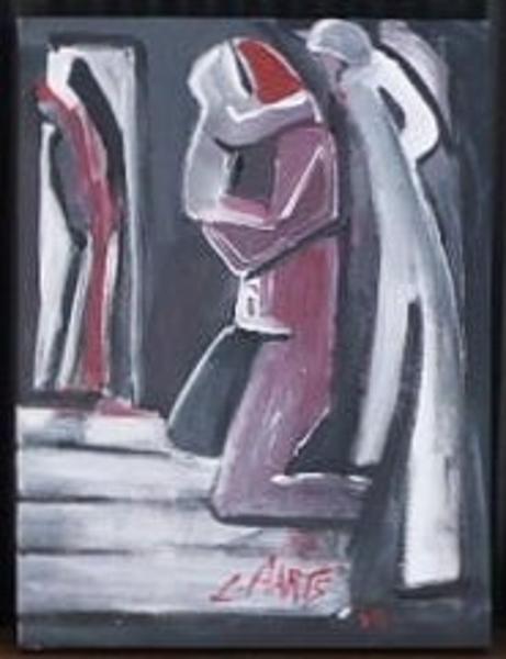 '3 in 1' acrylics on board, by Leon Aarts