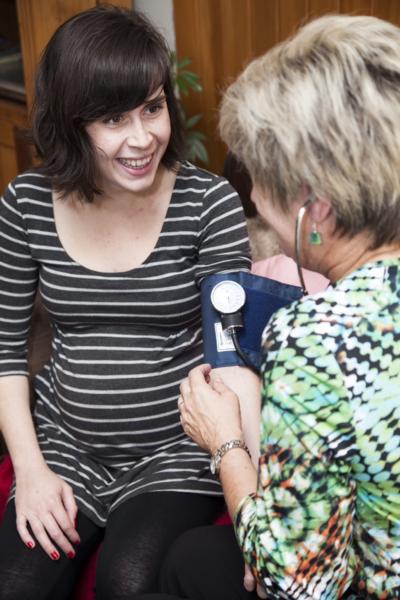 Rosie with her midwife Jacqui Anderson