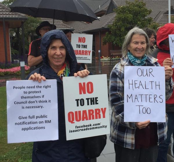 Protesters at a Waimakariri District Council Meeting in March 2017