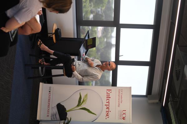 Michael Mayell speaks to students at the UC Centre for Entrepreneurship in Christchurch