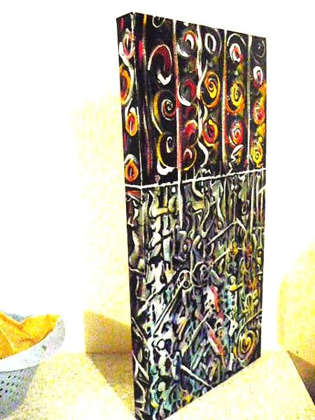 'Above & Below', acrylics on canvas by Leon Aarts