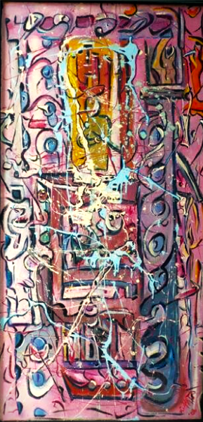'Layers', acrylics on board, by Leon Aarts 2006 (for sale) 1250mm X 620mm