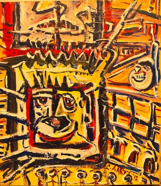 'T.V.', acrylics on board, by Leon Aarts