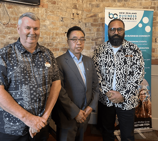 &#8203;Pictured Above: Left to right: NZ Business Connect Founder and CEO Phillip Quay, Remax Real Estate CEO New Zealand and Fiji Don Ha, NZ Business Connect Chairman Jujhar Singh Randhawa