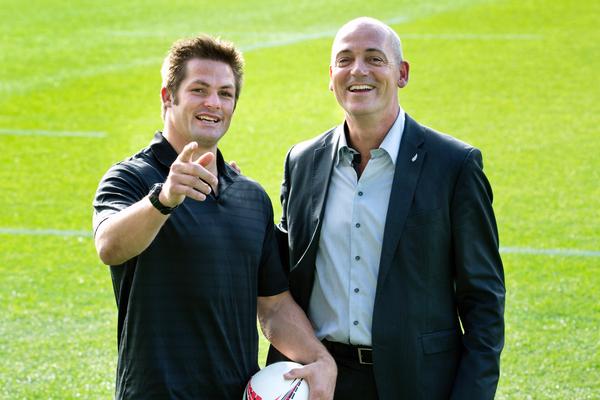Richie McCaw and Fonterra Chief Executive Theo Spierings kick off new partnership