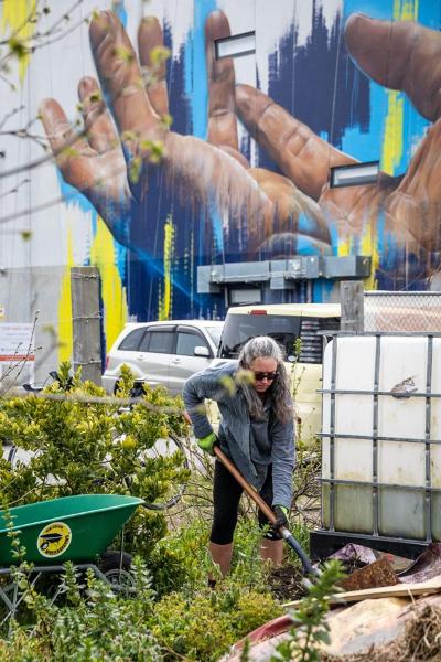 A volunteer working 