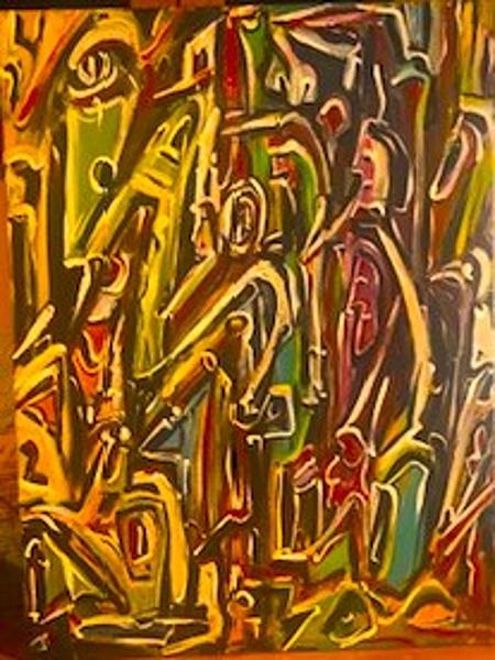 'A Helping Hand', acrylics on board 2012, by Leon Aarts