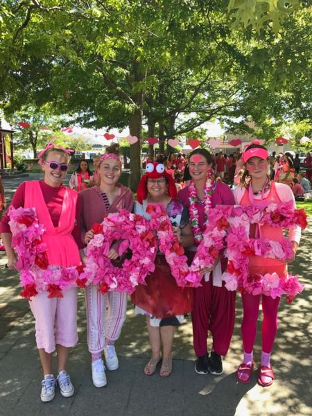 Principal Sandra Hastie with students at Rangi Ruru Girls' School