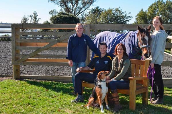 Bay of Plenty Polytechnic's Paul King and Brian Dillon with RDA CEO Kat Macmillan and volunteer Elin Hansen