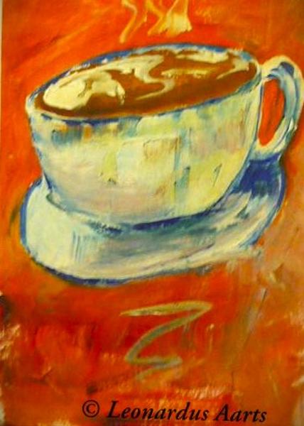 'Coffee cup' acrylics on paper, by Leon Aarts 