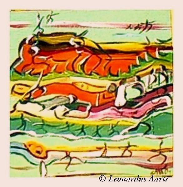 'Journey of the Spirit part 1' (part 1 of 3 triptych) acrylics of canvasby Leon Aarts (sold)