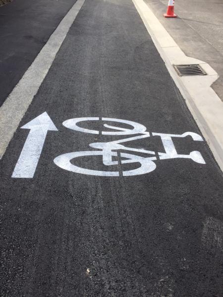 Cycleway signage on Rutland Street